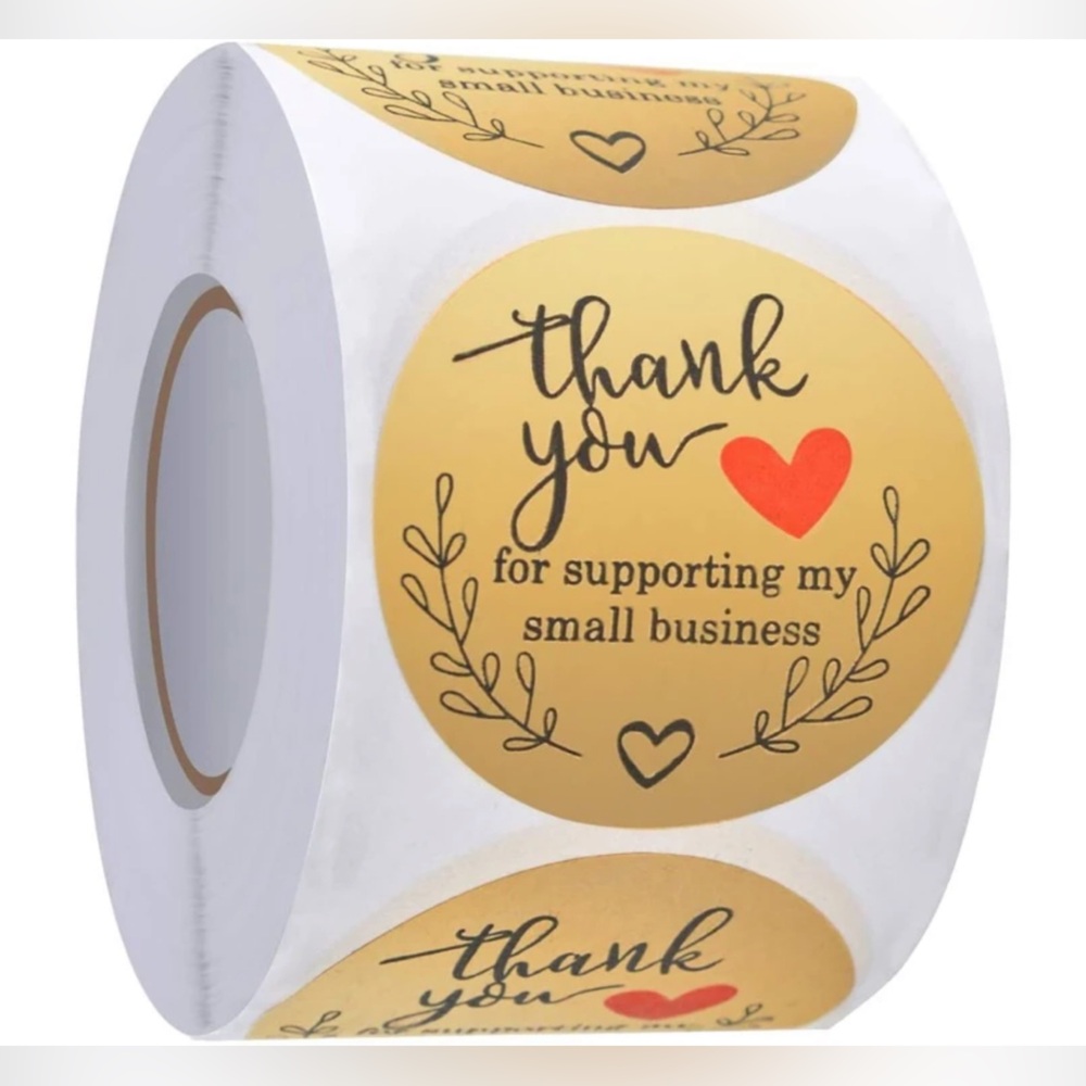 500 Thank You For Supporting My Small Business 1” Stickers - 1 Roll
